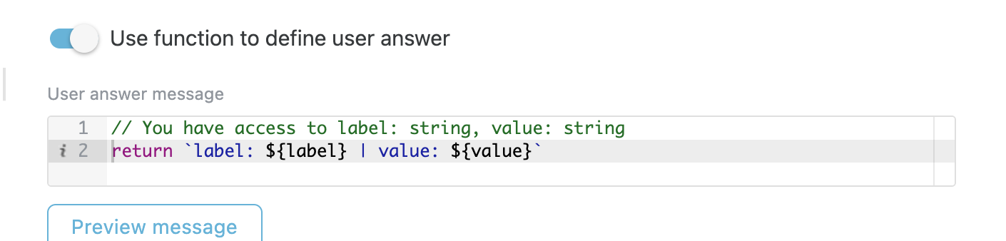 Custom answer step configuration